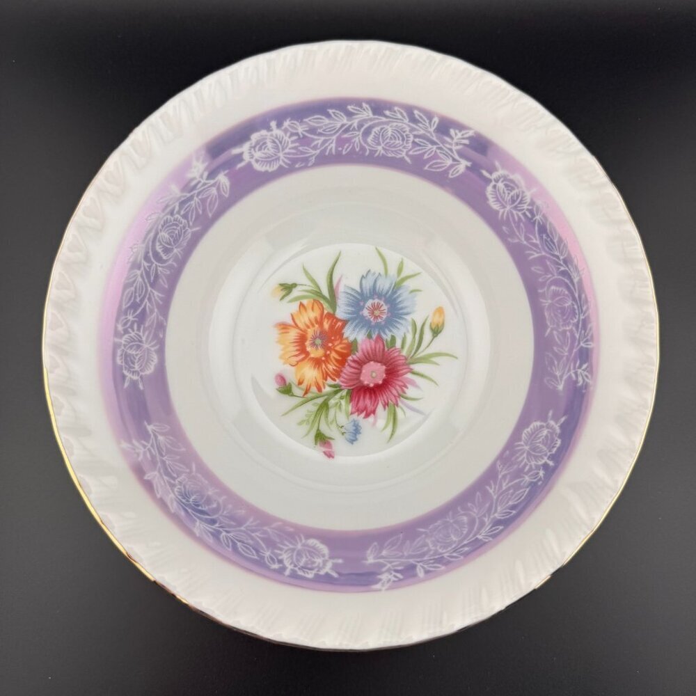 Vintage Japanese Soup Rice Bowl with Lusterware Purple Band and Gold Trim